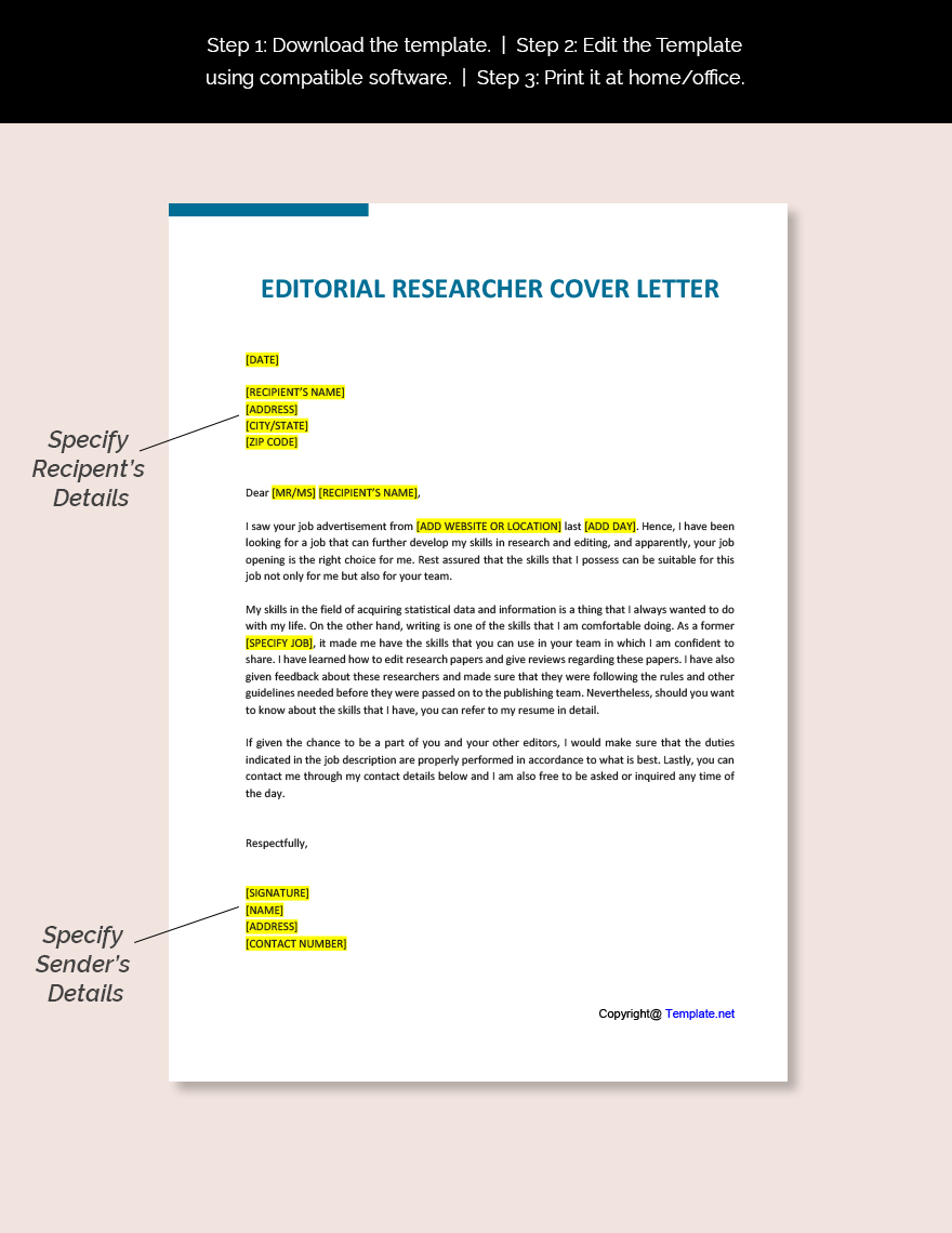 Editorial Researcher Cover Letter