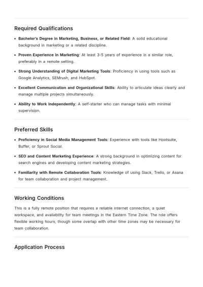 Free Remote Job Description Layout Template to Edit Online