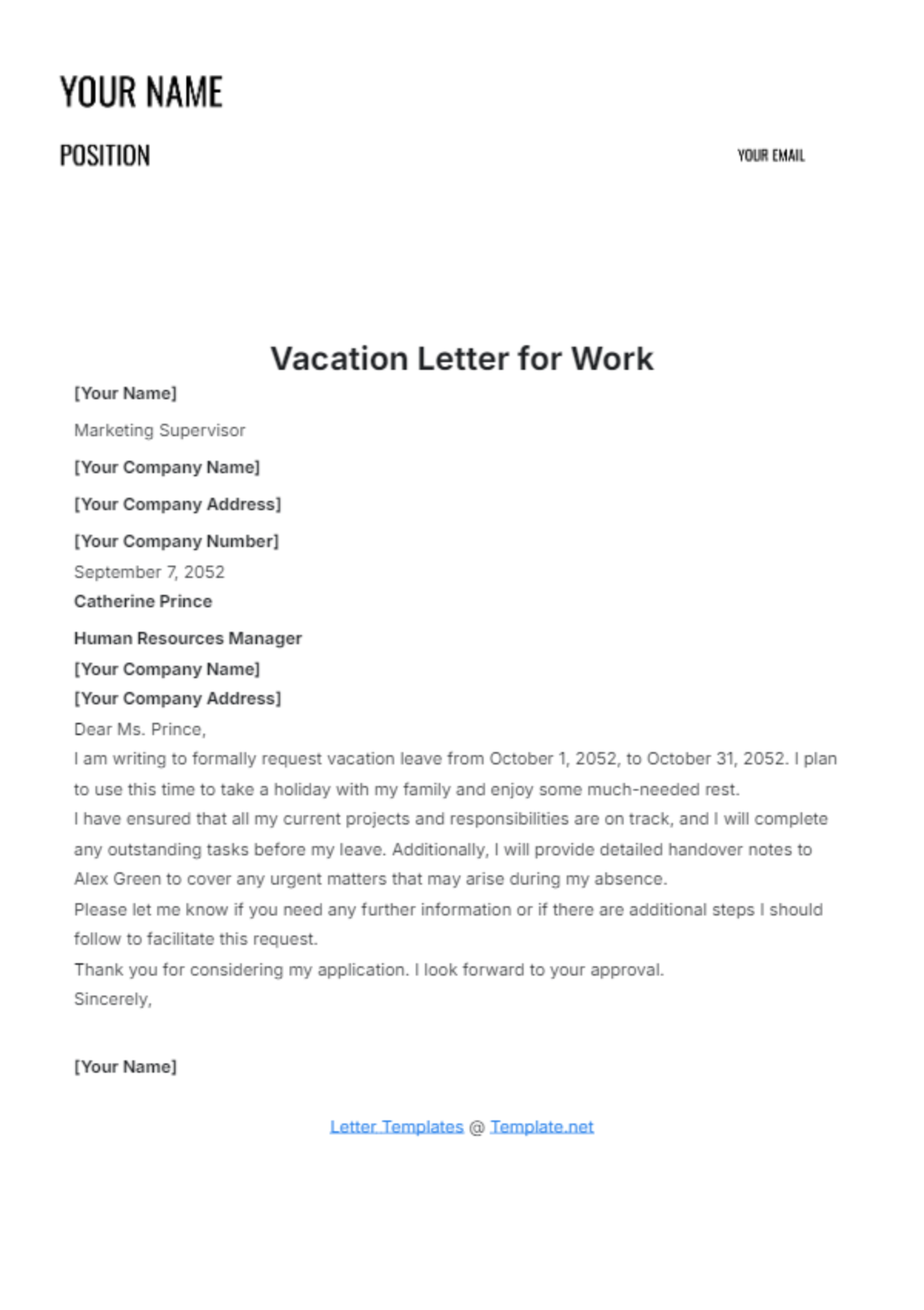 FREE Vacation Letter Templates & Examples - Edit Online & Download ...