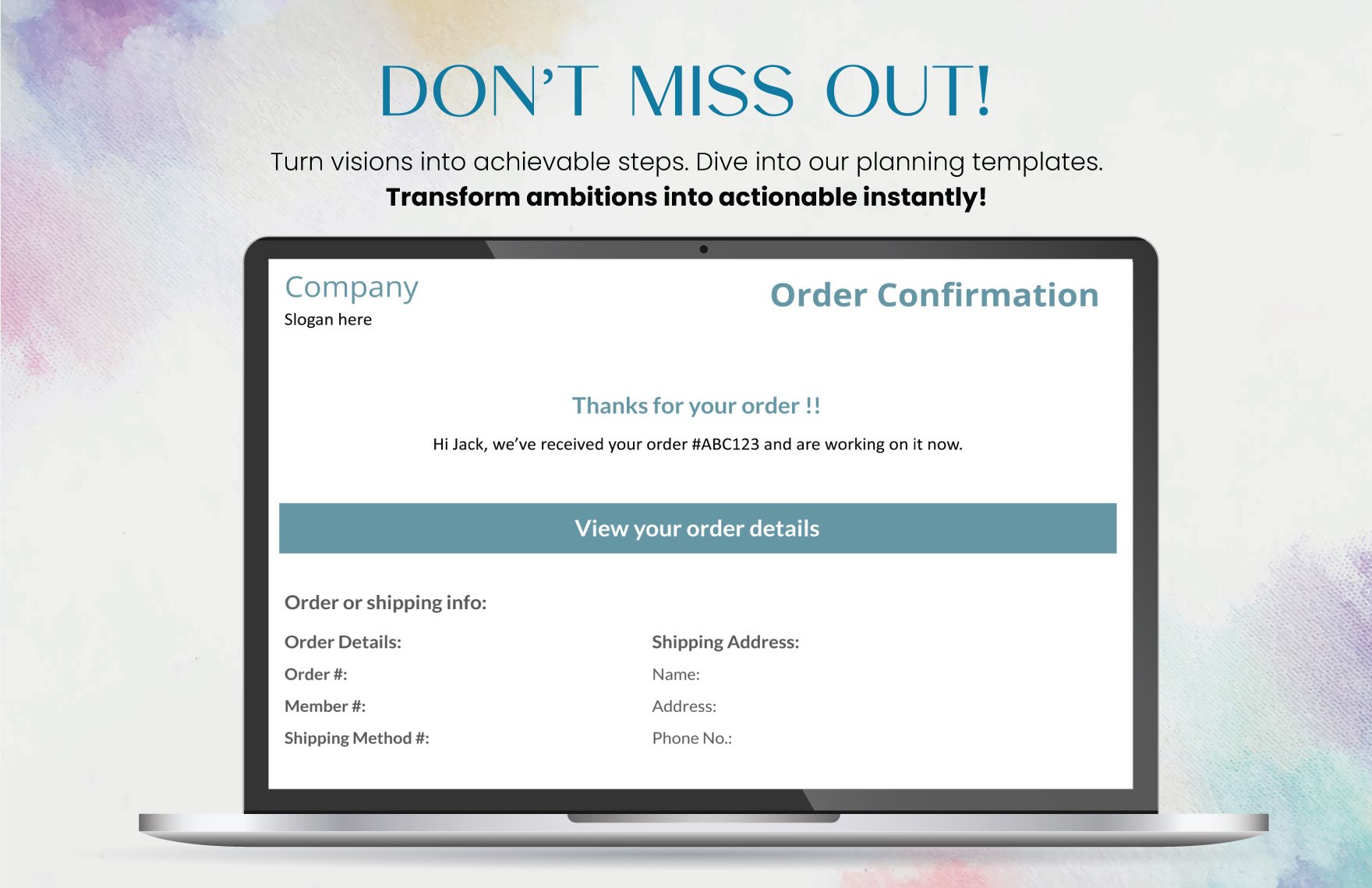 Sample Order Confirmation Template