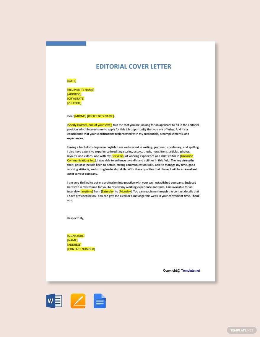 Editorial Cover Letter