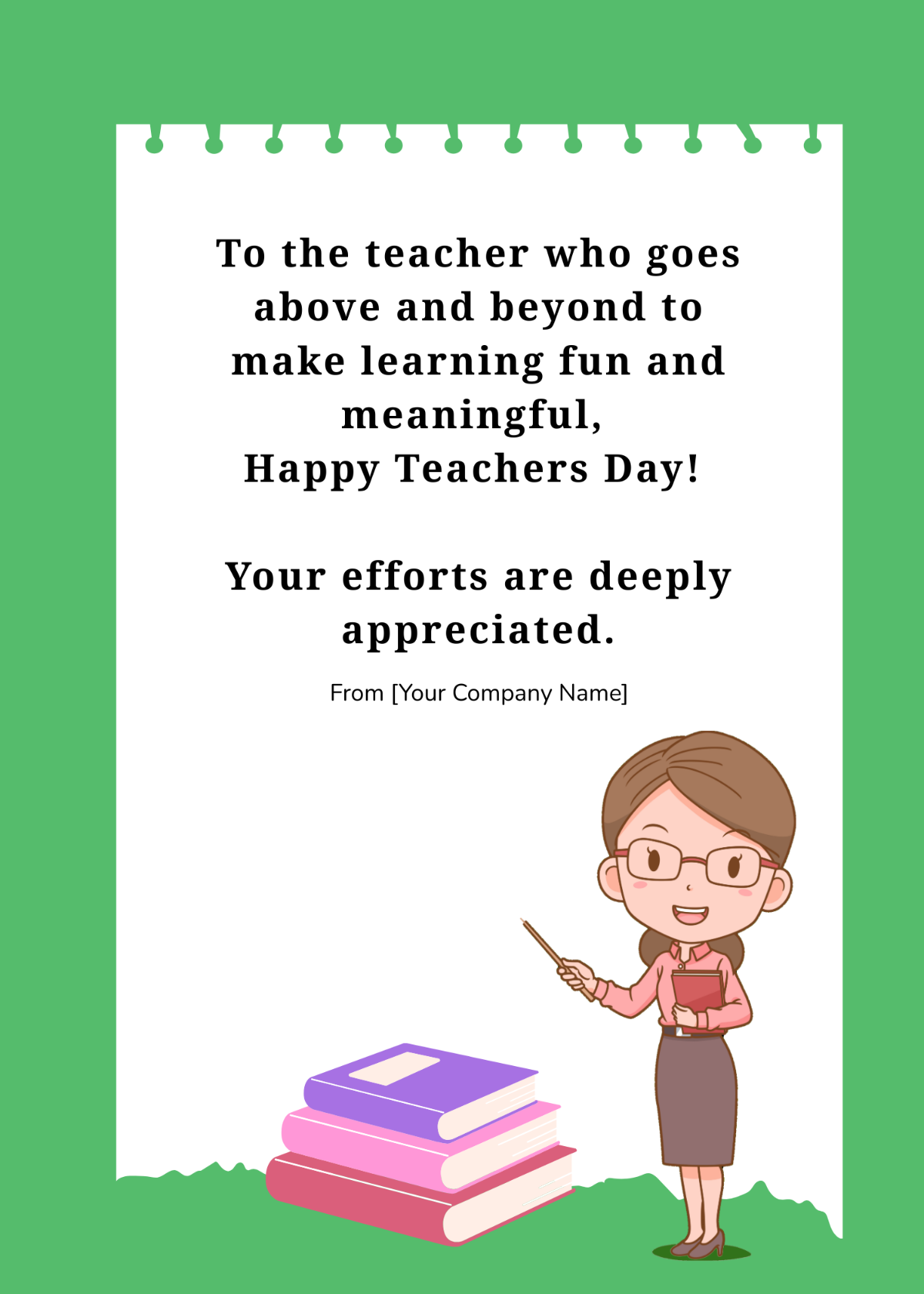 Teacher's Day Wishes from School Template - Edit Online & Download