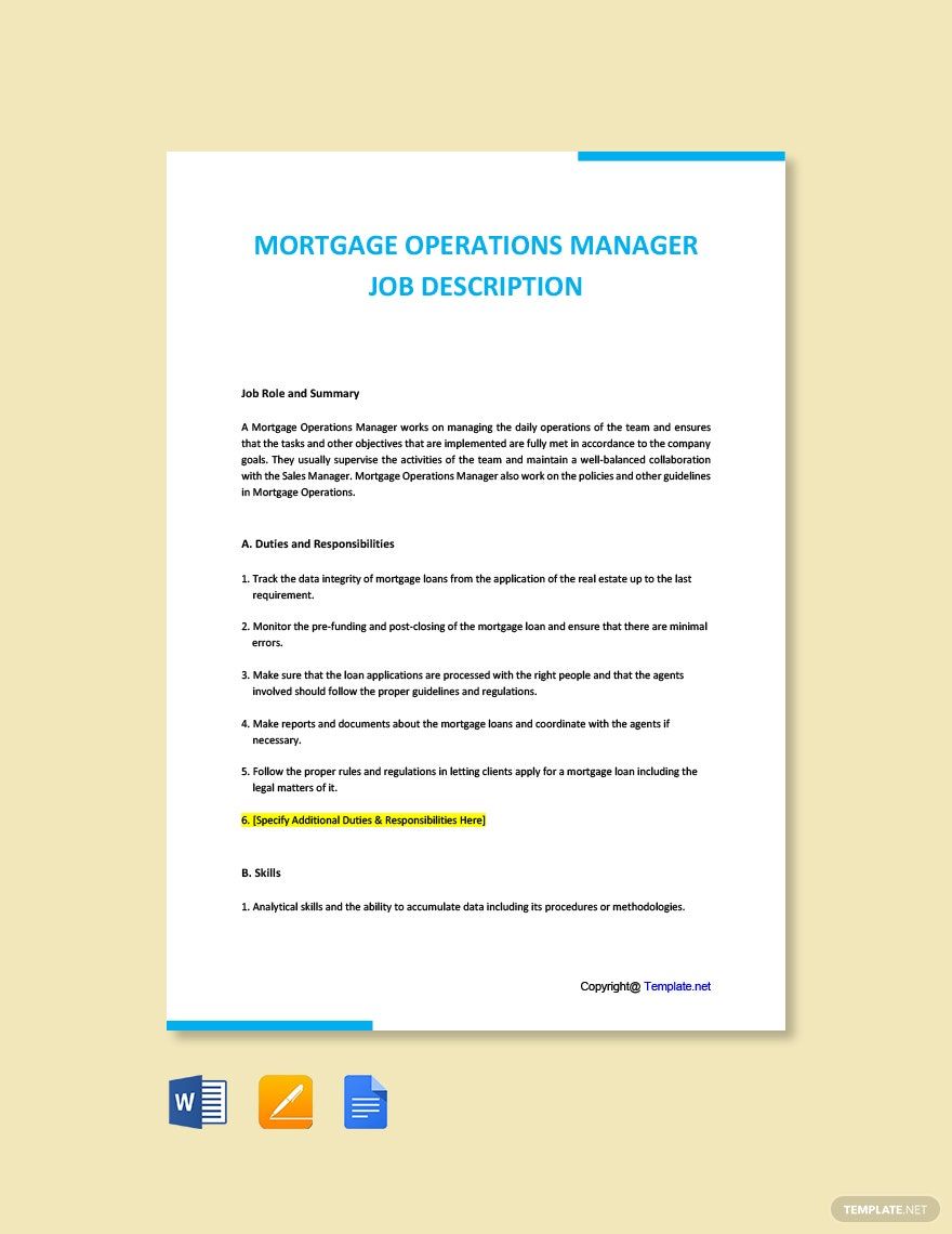 Business Operations Support Manager Job Description