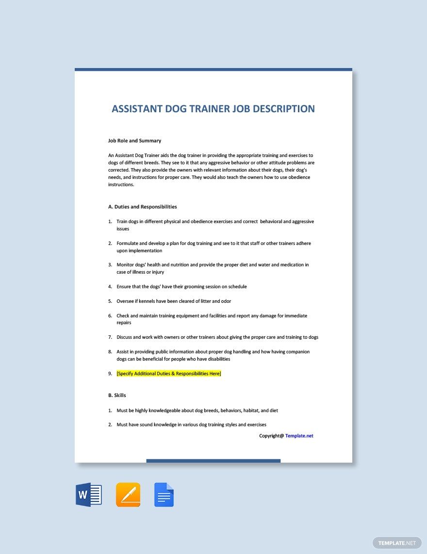 FREE Dog Trainer Template Download in Word, Google Docs, PDF, Apple