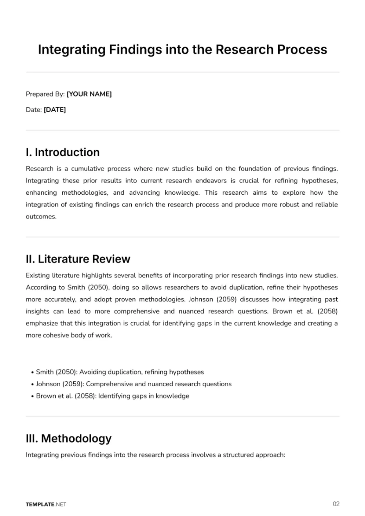 Free Integrating Findings into Research Process Template to Edit Online