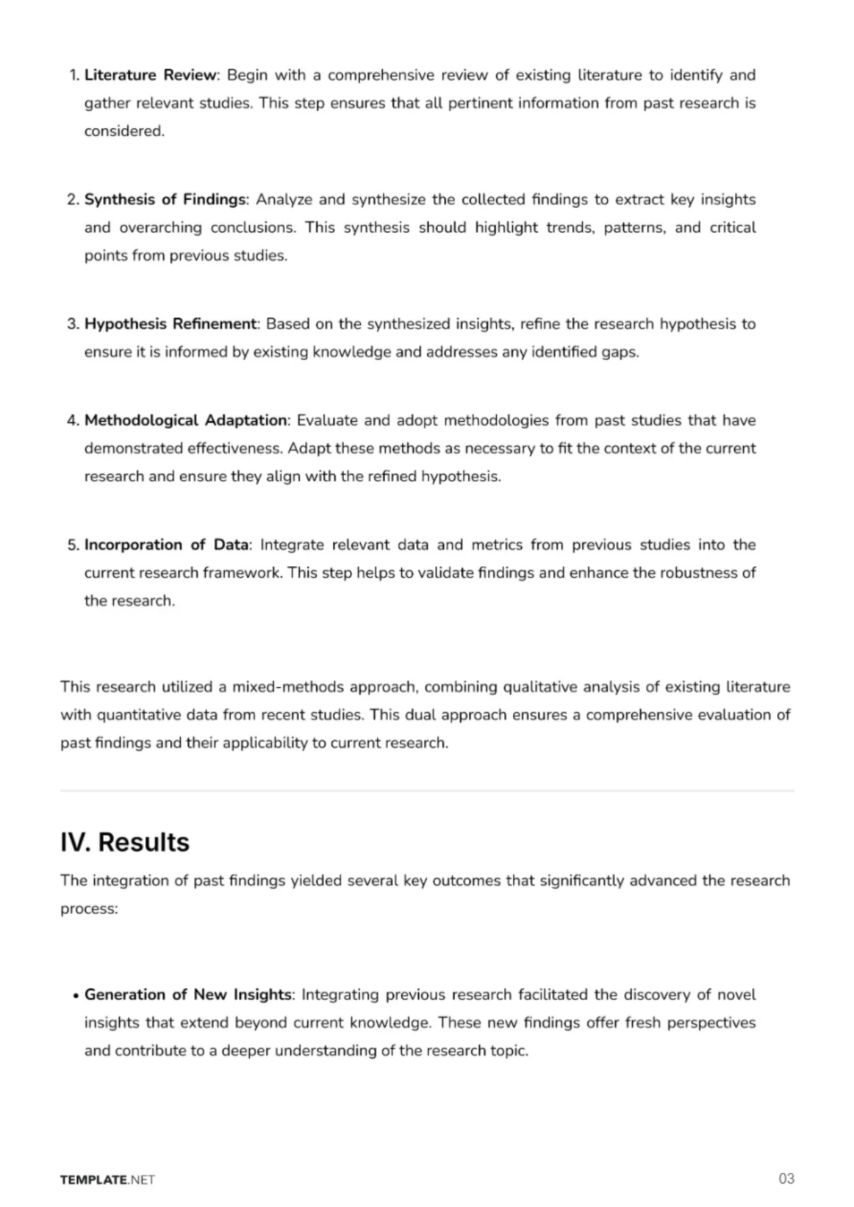 Free Integrating Findings into Research Process Template to Edit Online