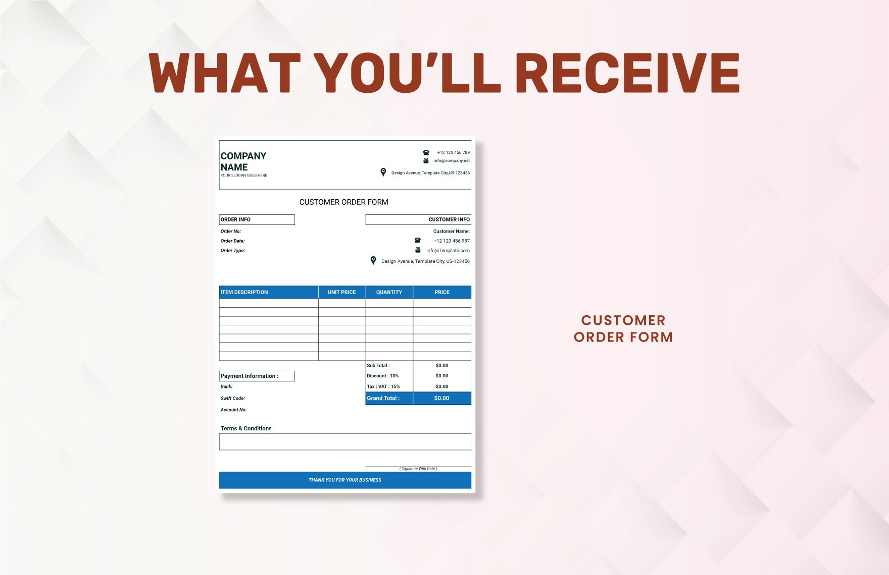Customer Order Form Template