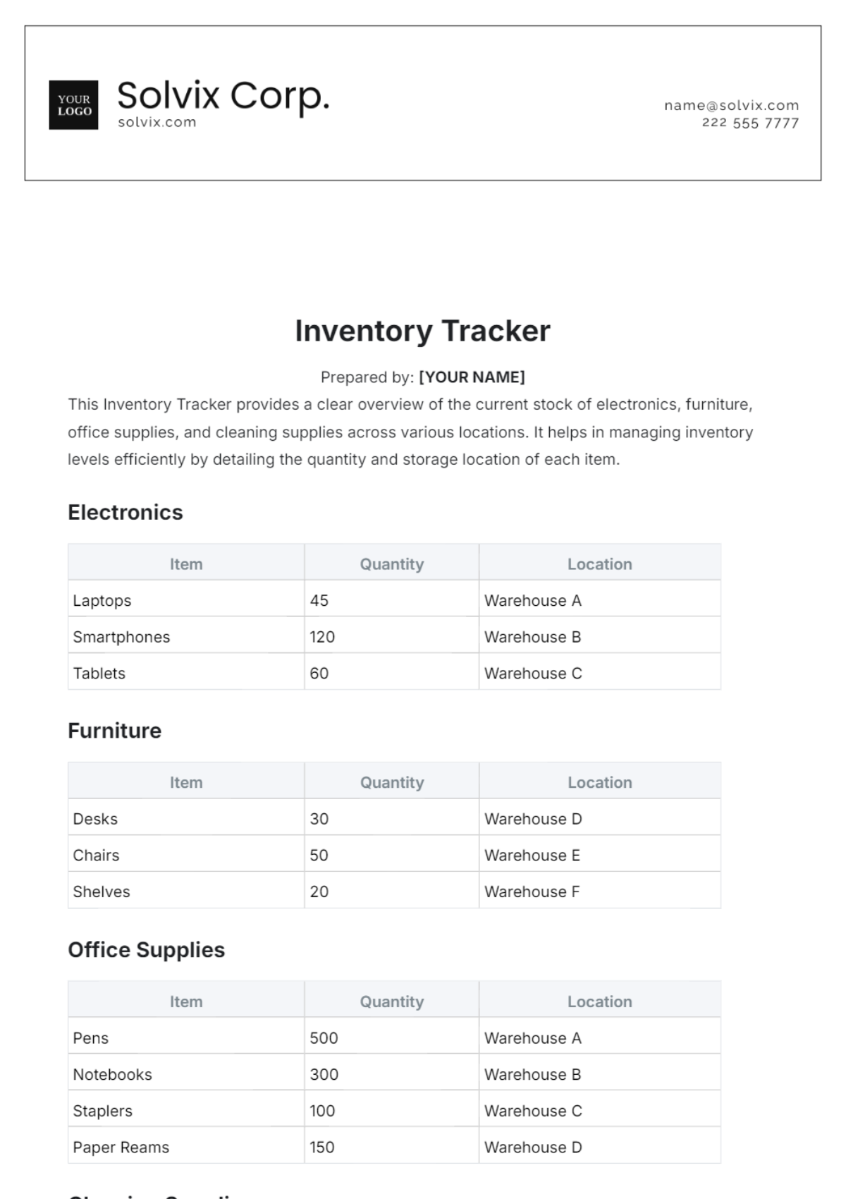 Inventory Tracker Template