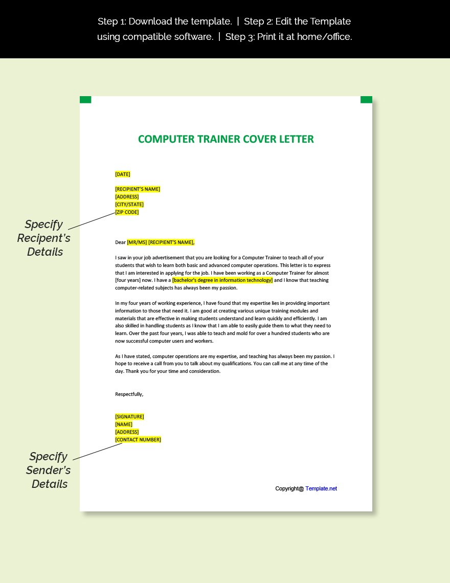Computer Trainer Cover Letter