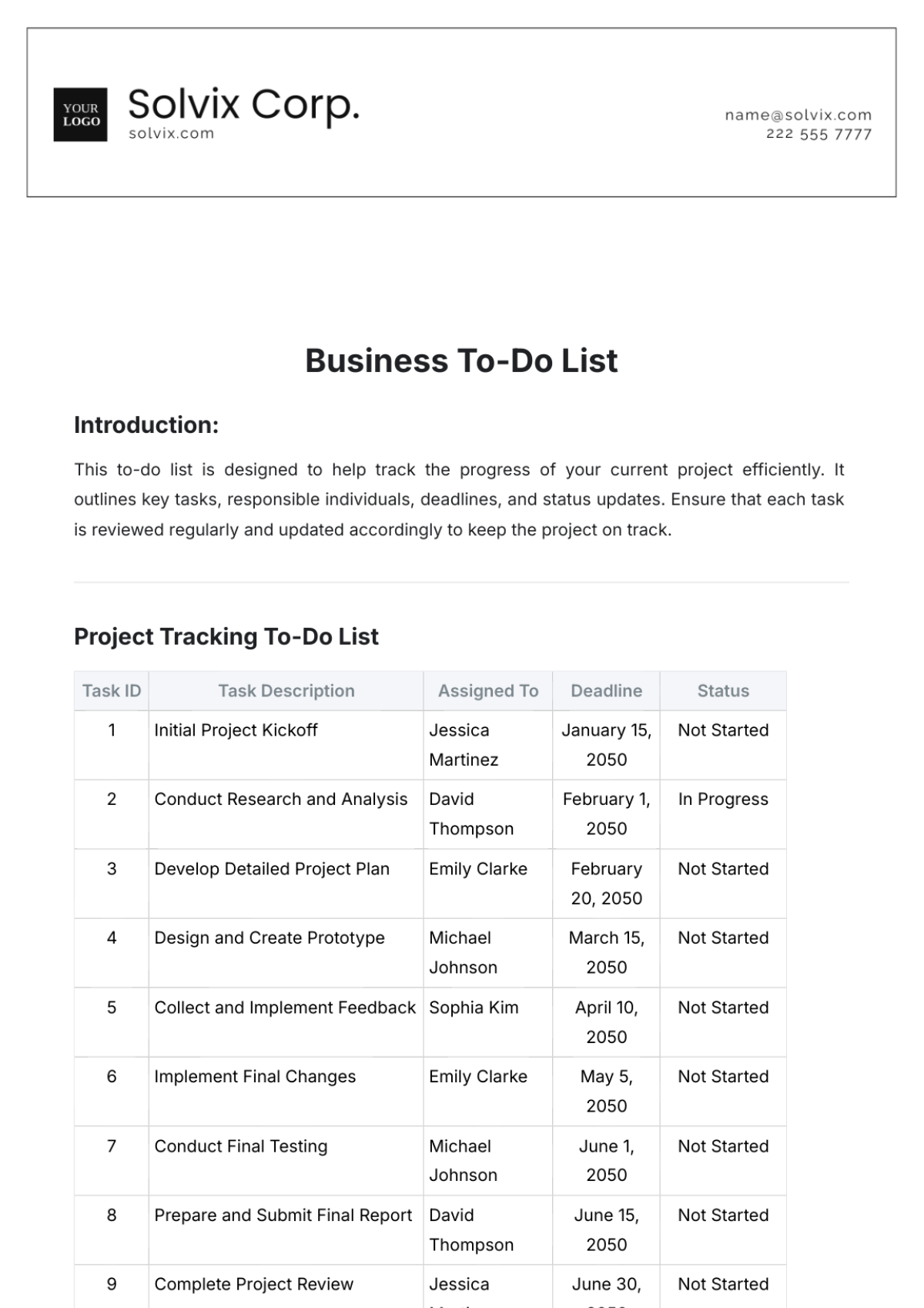 Business To-Do List Template - Edit Online & Download