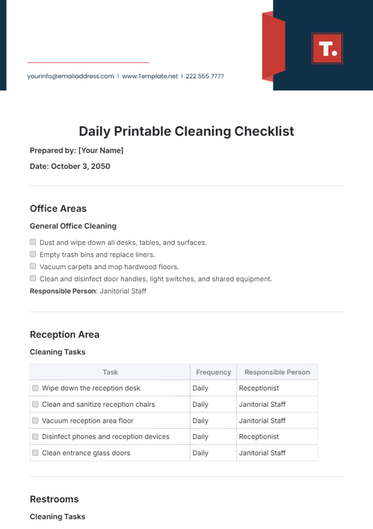 Printable Cleaning Checklist Template - Edit Online & Download