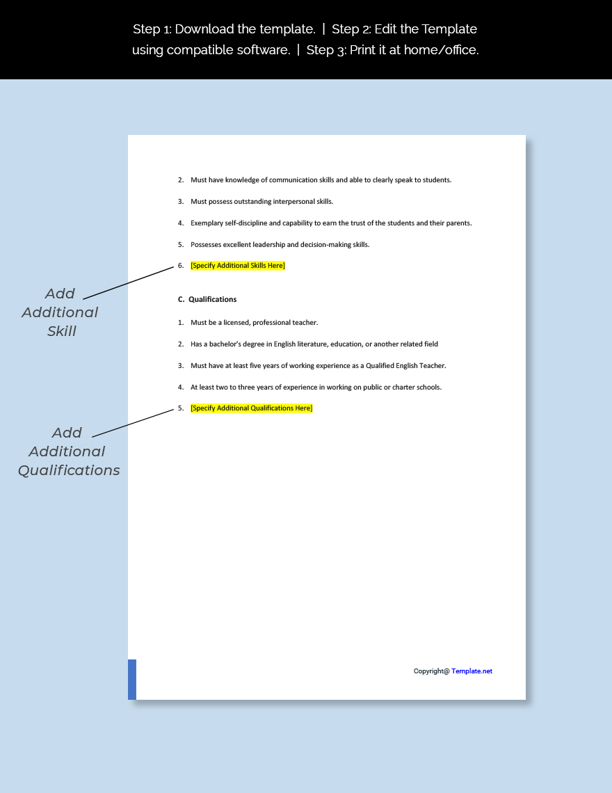 Free Free Qualified English Teacher Job Ad Description Template 