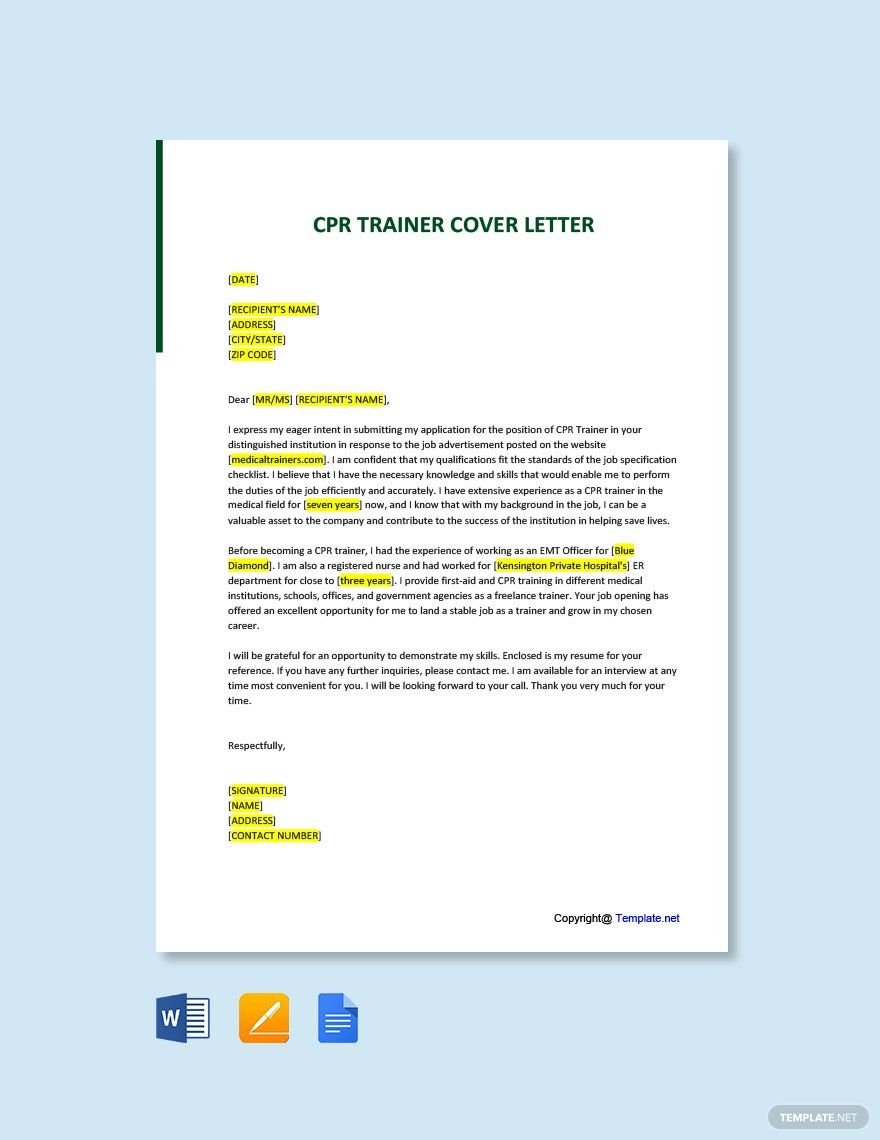 CPR Trainer Cover Letter