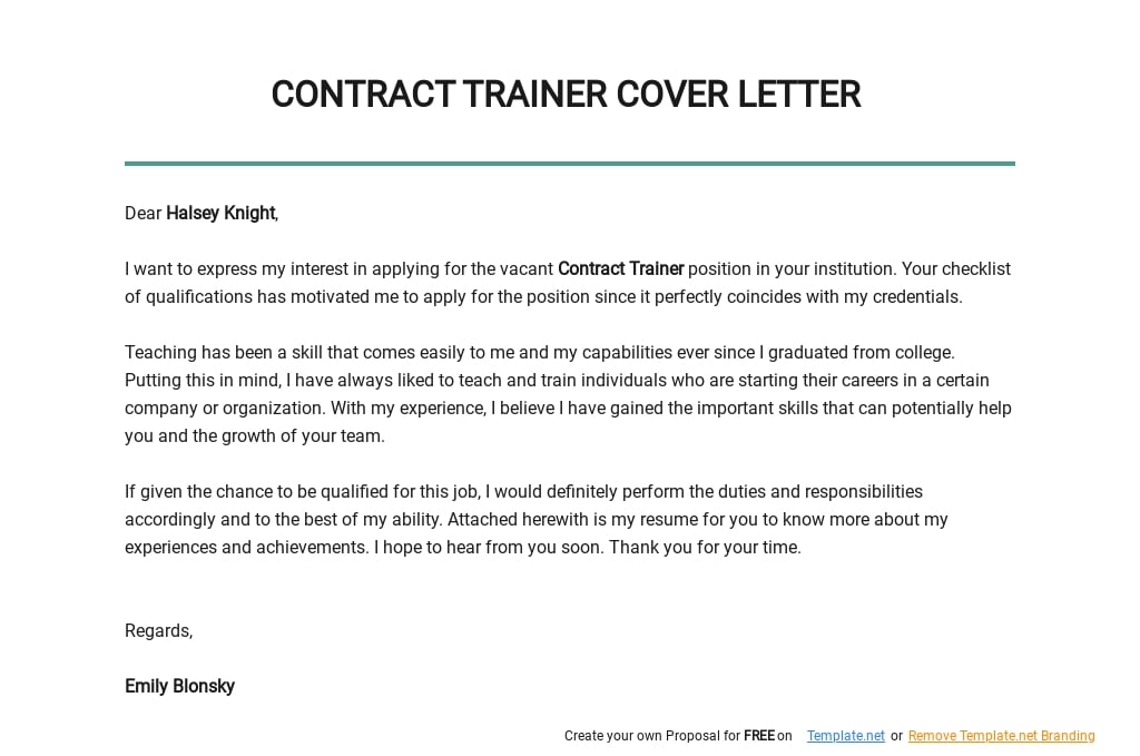 Contract Trainer Cover Letter Template.jpe
