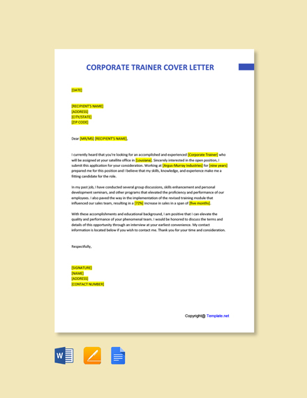 how do i write an application letter as a trainer