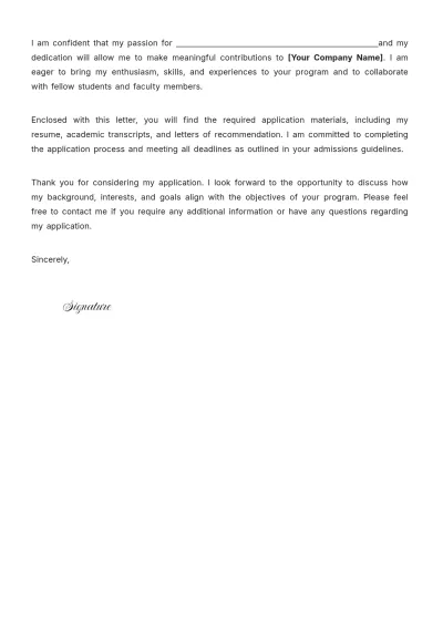 Free Blank Letter of Intent for Admission Template to Edit Online
