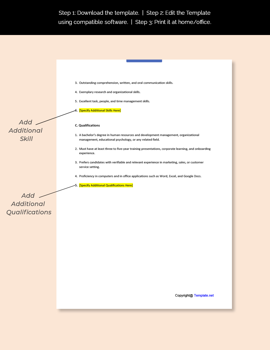 Corporate Trainer Job Ad Description Template Download In Word