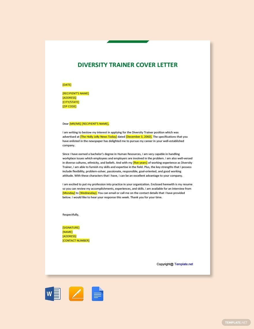 Diversity Trainer Cover Letter