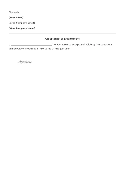 Free Blank Job Offer Letter Template to Edit Online
