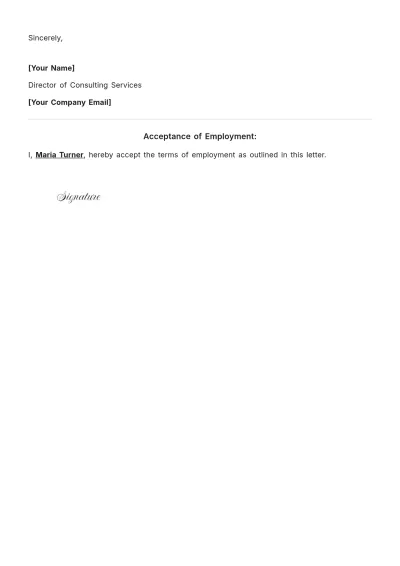 Free Offer Letter for Consultant Template to Edit Online