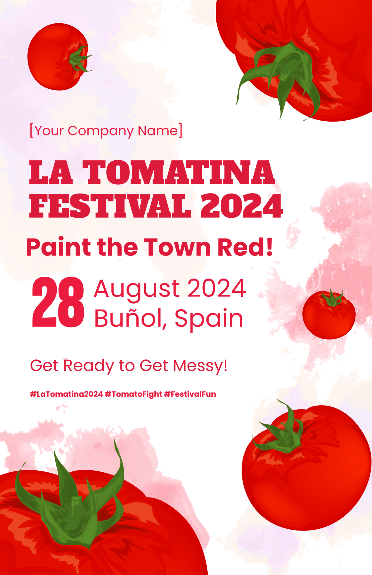 Aesthetic La Tomatina Poster Template - Edit Online & Download