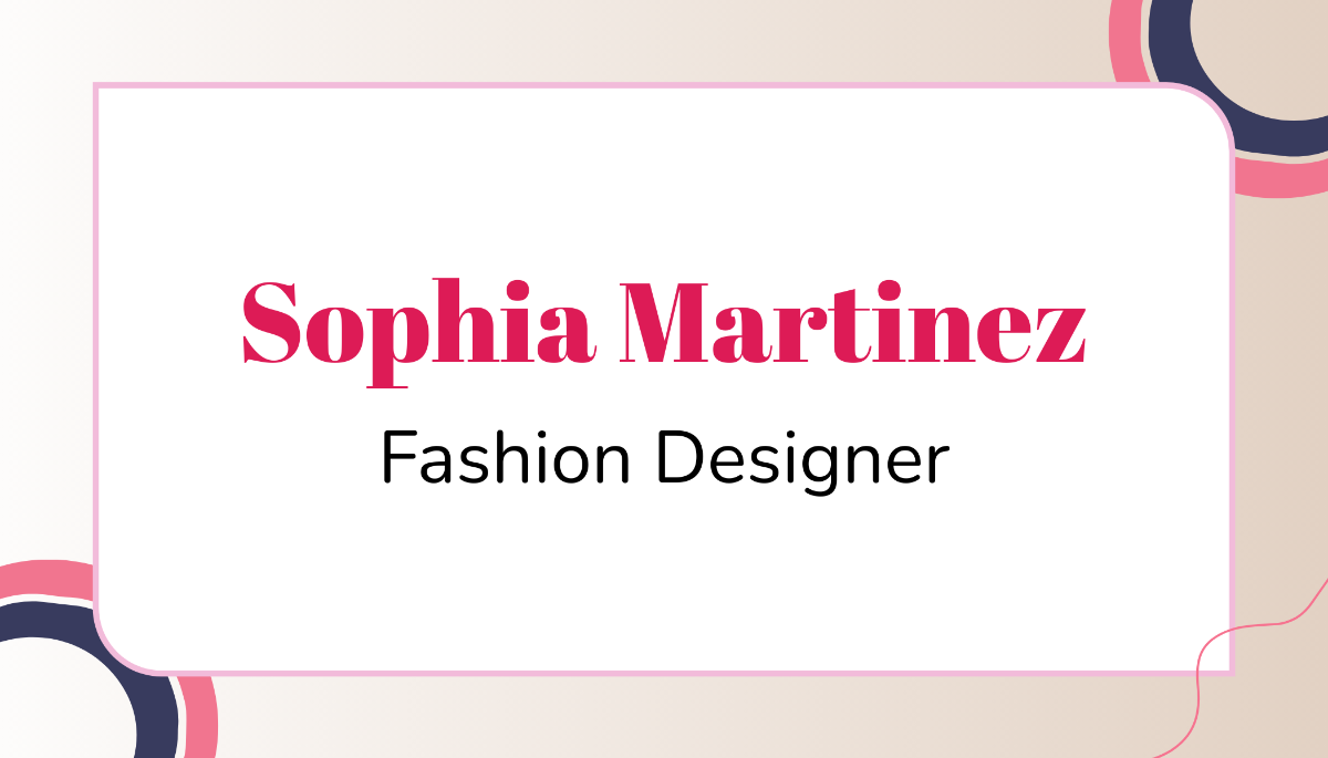 Stylish Fashion Designer Business Card Template - Edit Online & Download