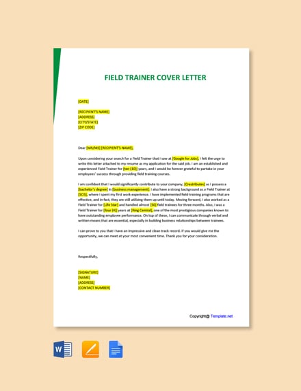 application letter as a trainer