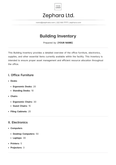 Free Building Inventory Template to Edit Online