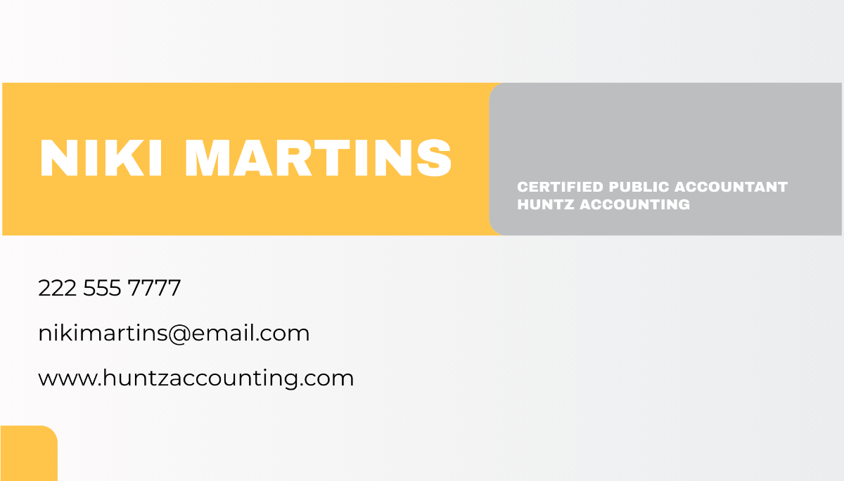 Simple Accountant Business Card Template - Edit Online & Download