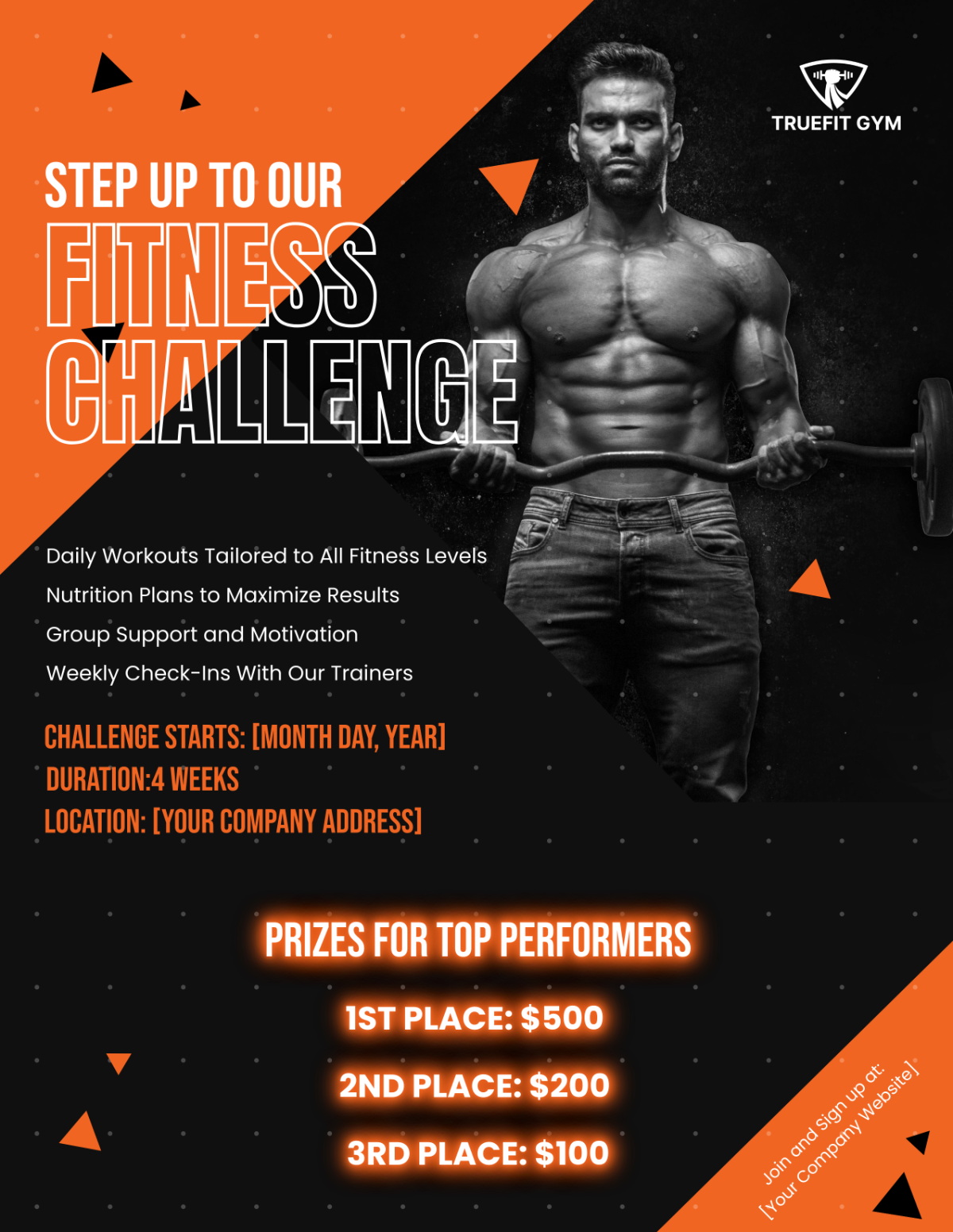 Free Gym Fitness Challenge Flyer Template