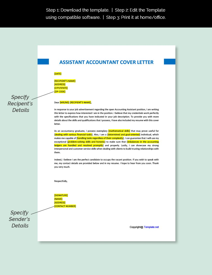 sample of cover letter for accounting assistant