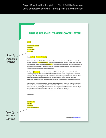application letter fitness instructor sample