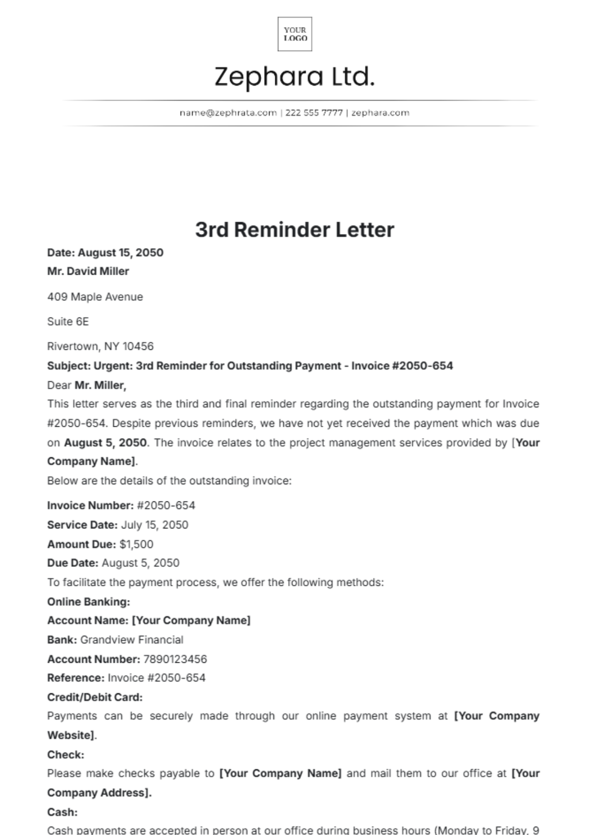 3rd Reminder Letter Template - Edit Online & Download