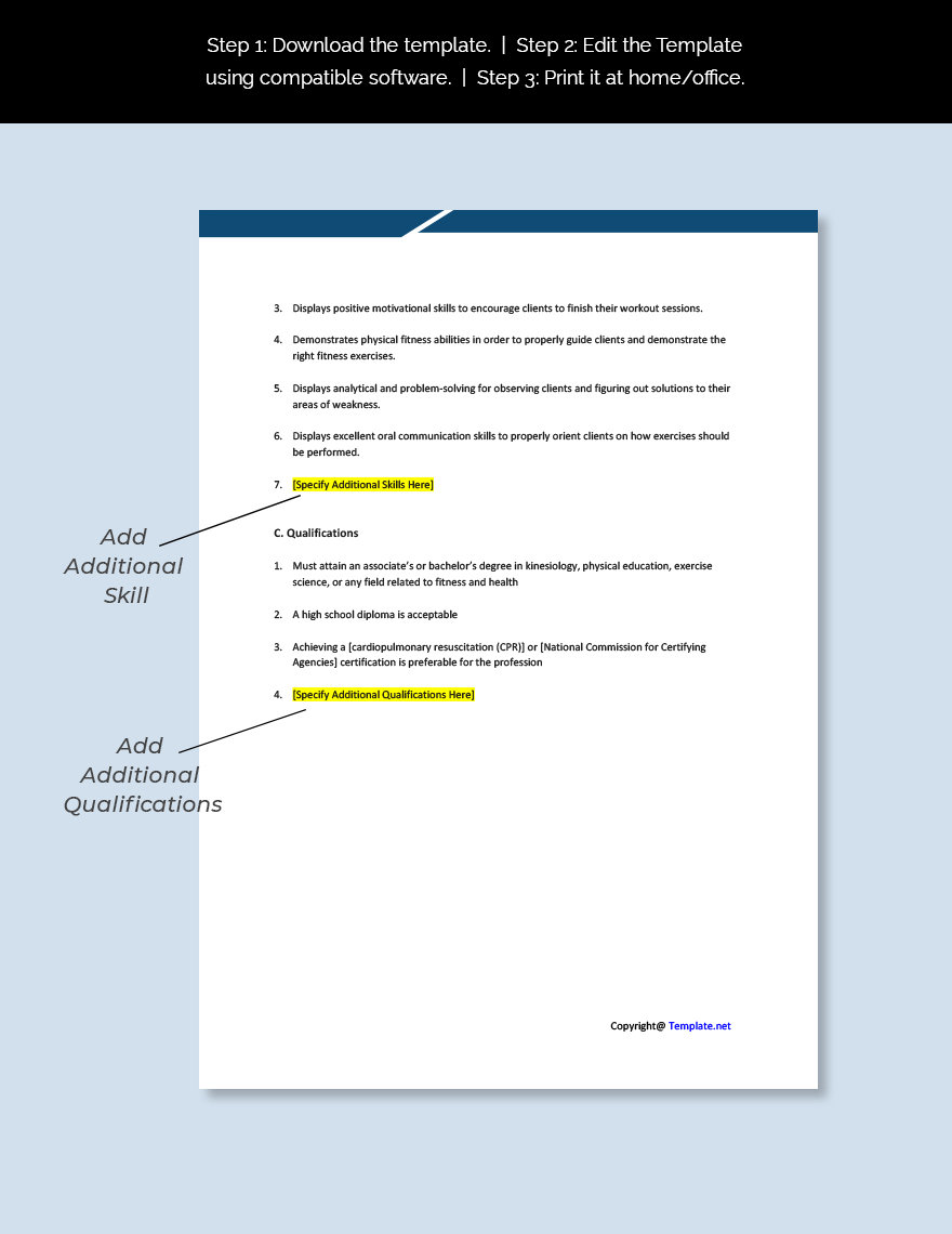 Fitness Personal Trainer Job Ad And Description Template Download In 