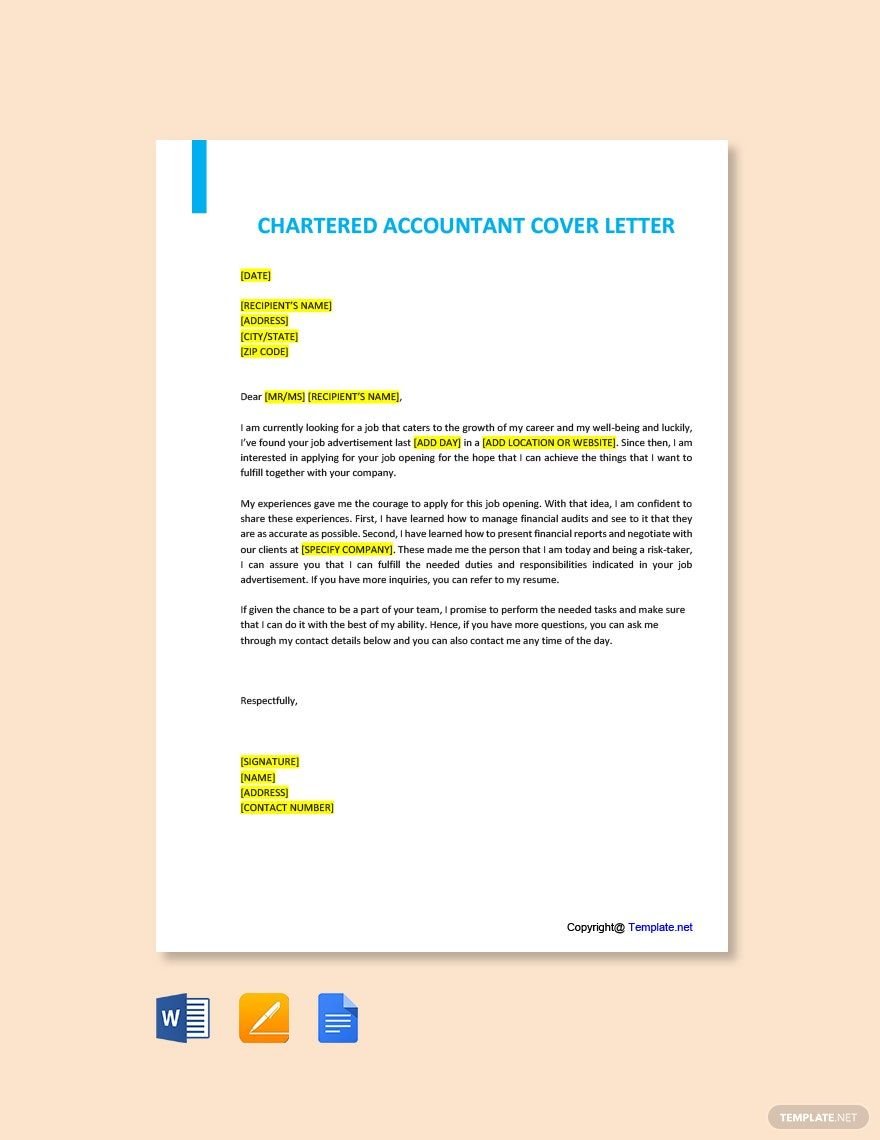 Chartered Accountant Cover Letter