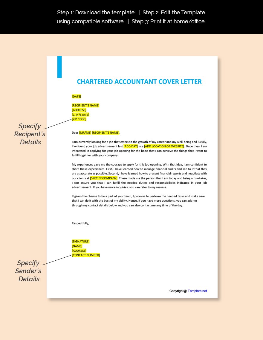 job application letter for chartered accountant
