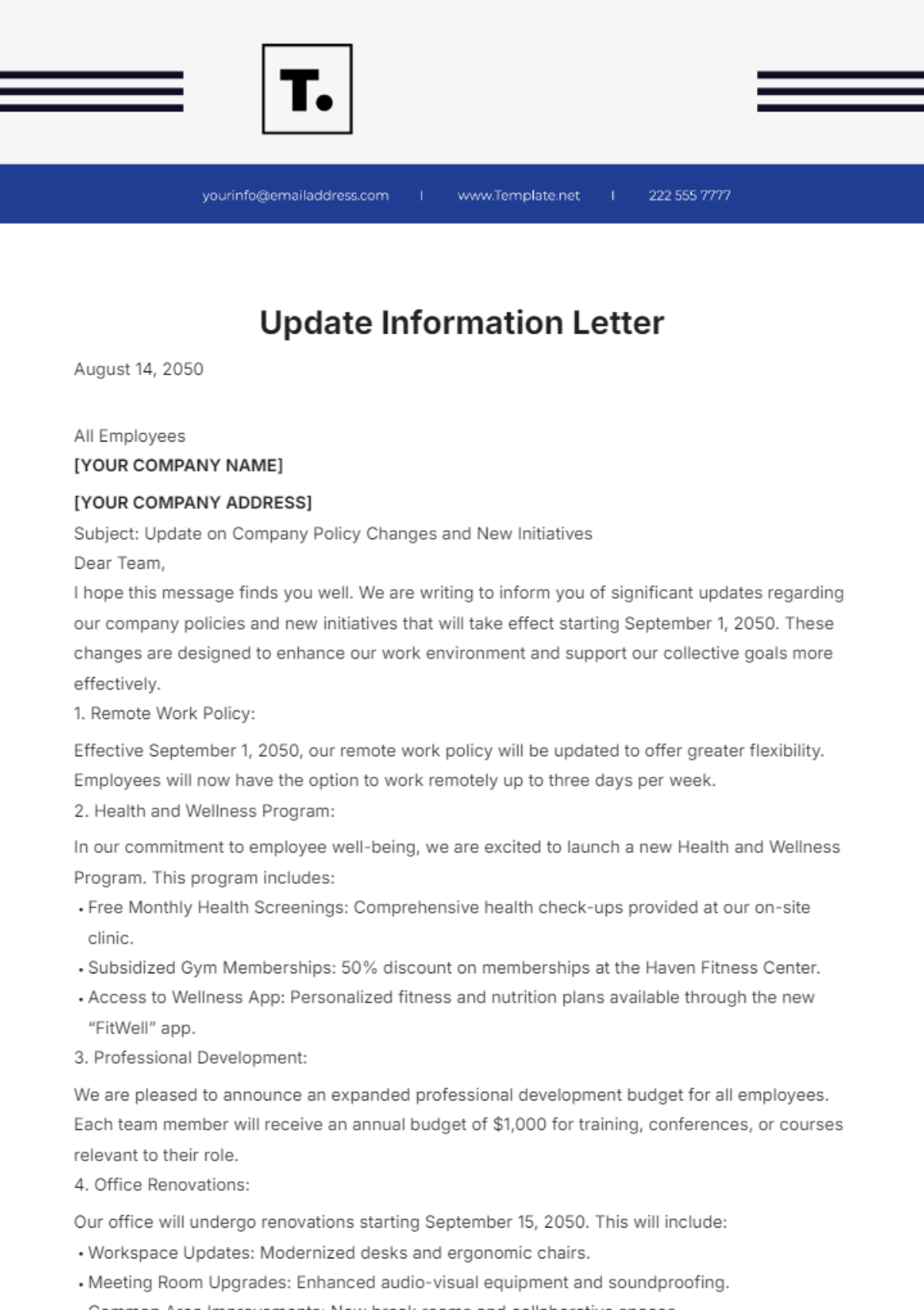 Update Information Letter Template - Edit Online & Download