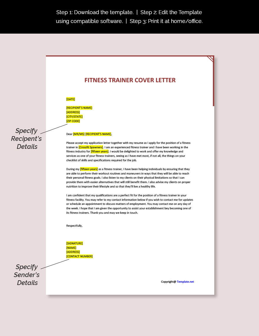 Fitness Trainer Cover Letter