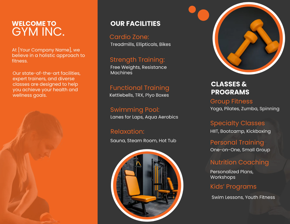 Free Gym Tri-fold Brochure Template to Edit Online
