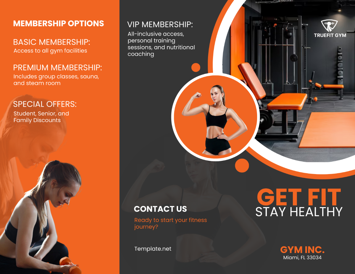 Gym Tri-fold Brochure Template - Edit Online & Download