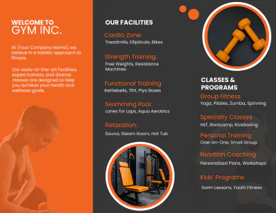 Free Gym Tri-fold Brochure Template to Edit Online