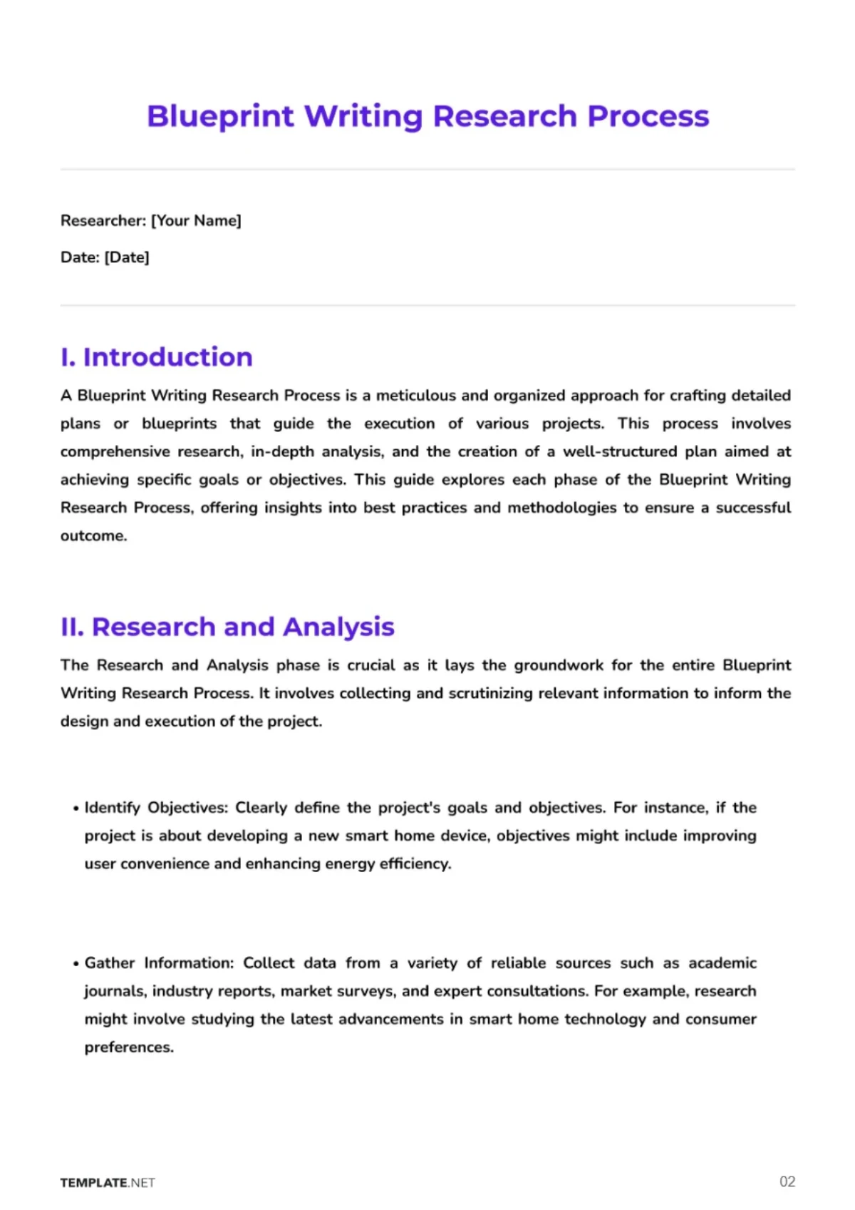 Free Blueprint Writing Research Process Template to Edit Online