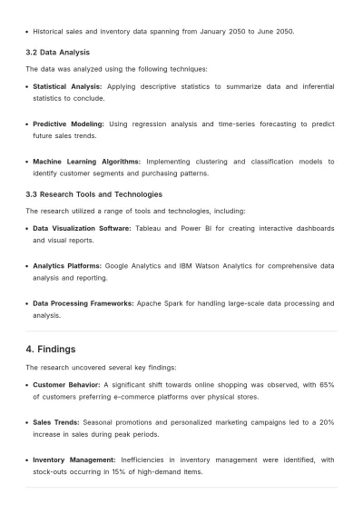 Free Retail Analytics Research Process Template to Edit Online
