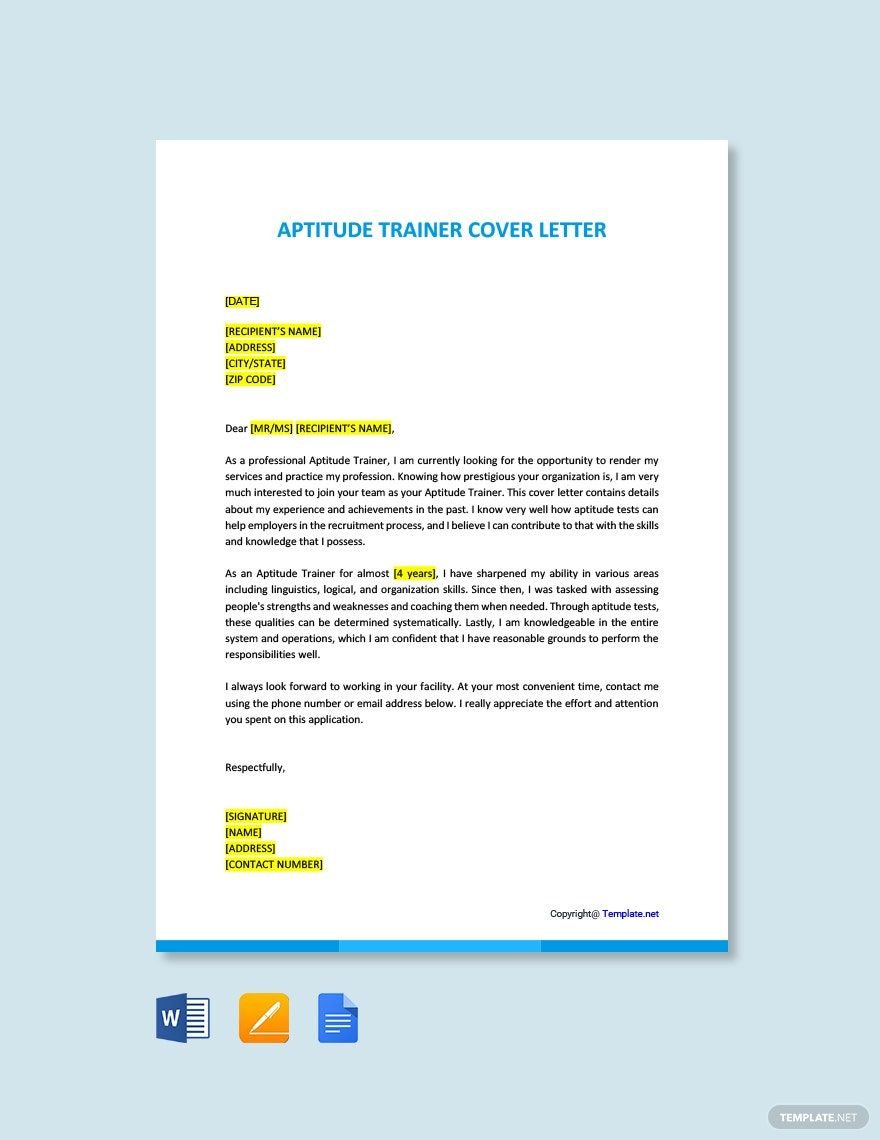 Aptitude Trainer Cover Letter