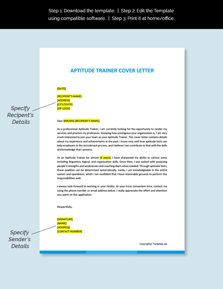 Aptitude Trainer Cover Letter Template