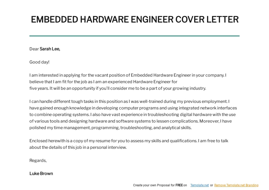 Free Embedded Hardware Engineer Cover Letter Template.jpe