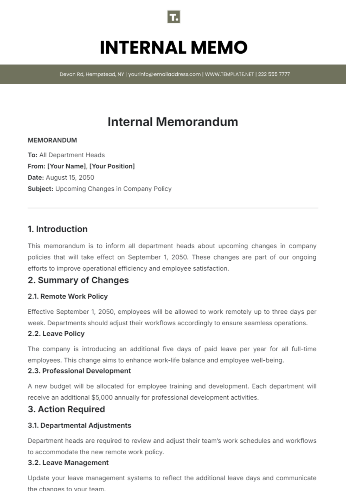 Internal Memo Template