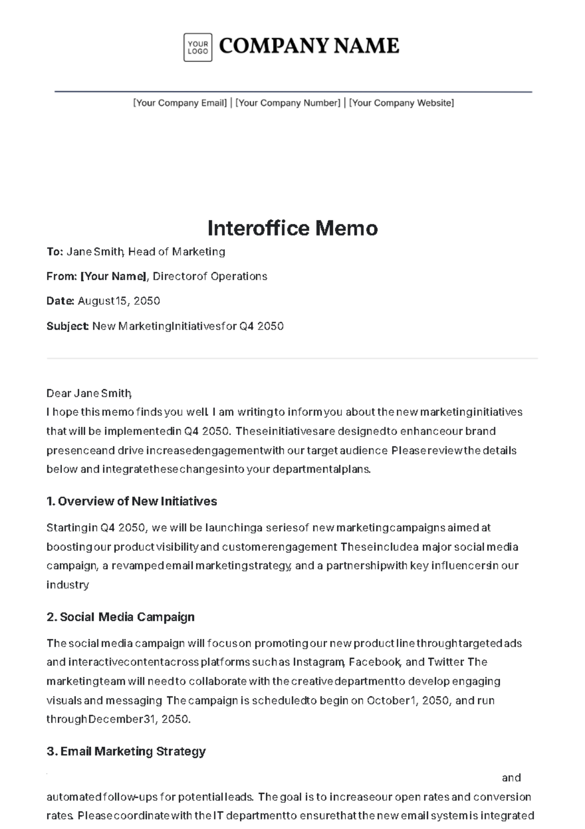 Interoffice Memo Template - Edit Online & Download