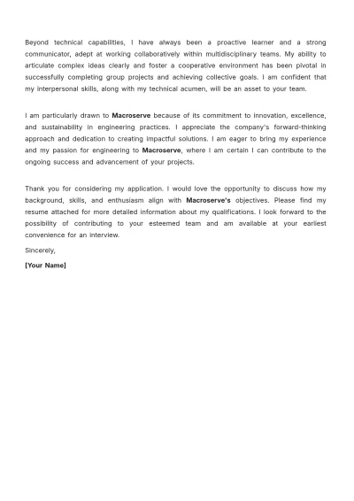 Free Engineering Cover Letter Template to Edit Online