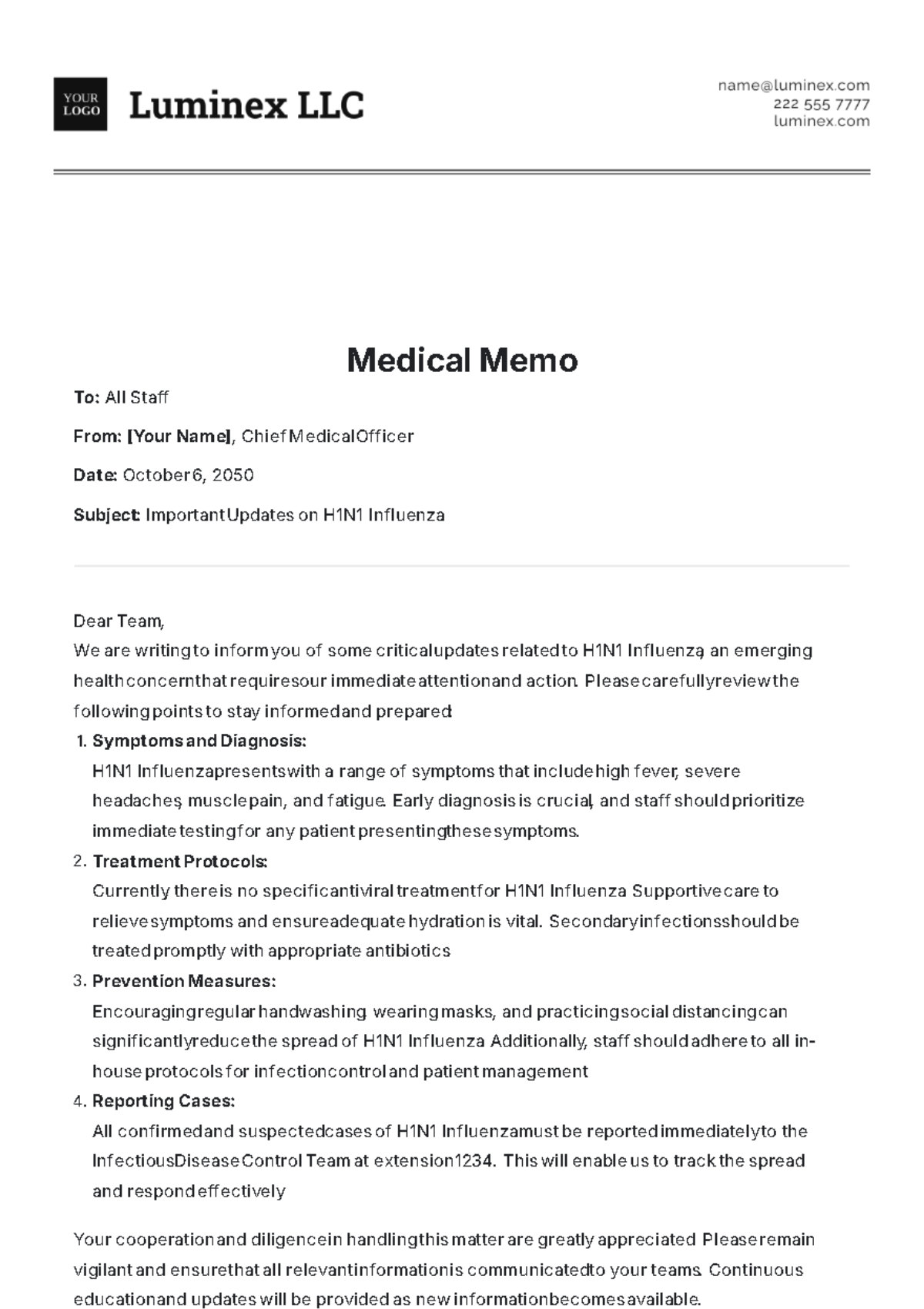 Medical Memo Template - Edit Online & Download